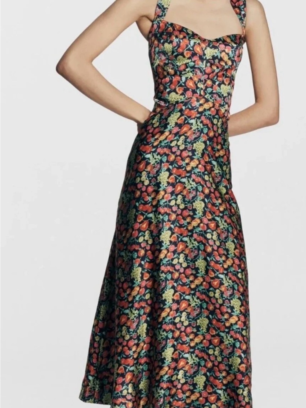 Jocelyn Sleeveless Slip Midi Dress by Maeve, Sz L, Color: Navy Floral